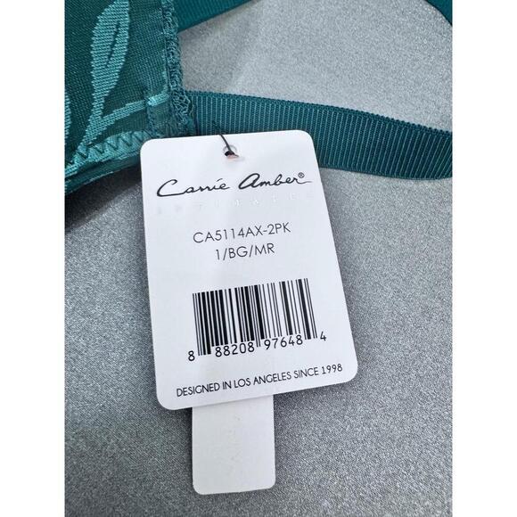 2- Carrie Amber Pink & Dark Green Floral Lace Underwire Bra 2 Pack 40D - Picture 7 of 7